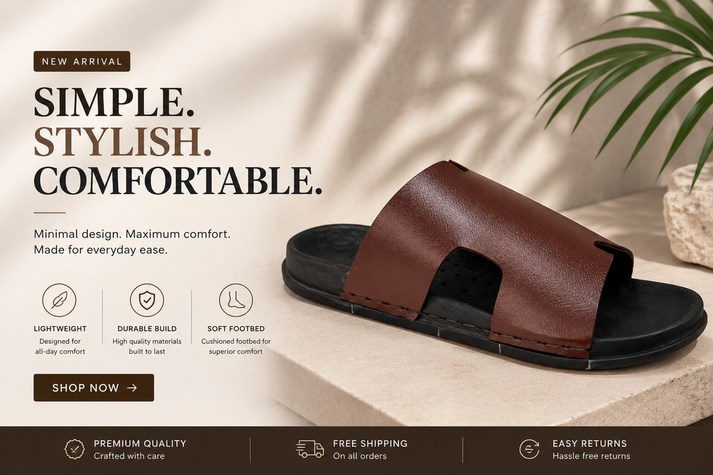 Minimalist Premium Comfort Slippers | Classic Modern Men’s Slip-On Sandals