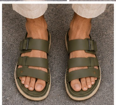 Premium Men’s  Double Strap Slides – Comfortable Casual Sandals