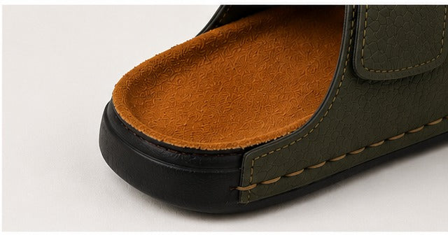 Stylish Brown Double Strap Sandals for Men | Soft Footbed Men’s Slip-On Slippers – Trendy Daily Wear