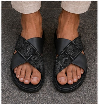 Premium Men’s Double Strap Sliders – Stylish & Comfortable | Men’s Casual Double Strap Slides – Lightweight Daily Wear